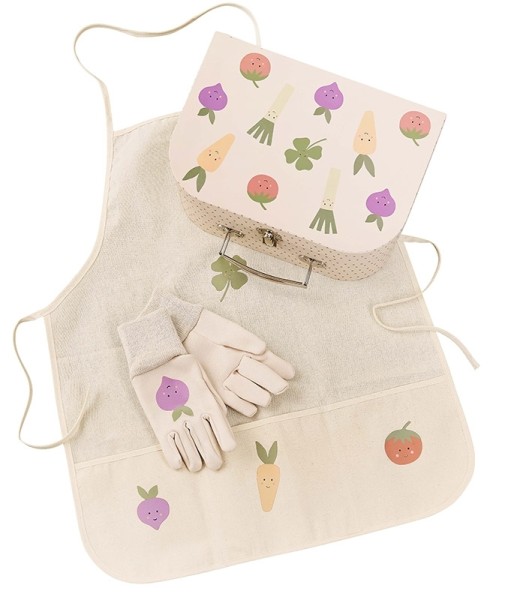 Gärtnerschürze + Gartenhandschuhe / Köfferchen-Set