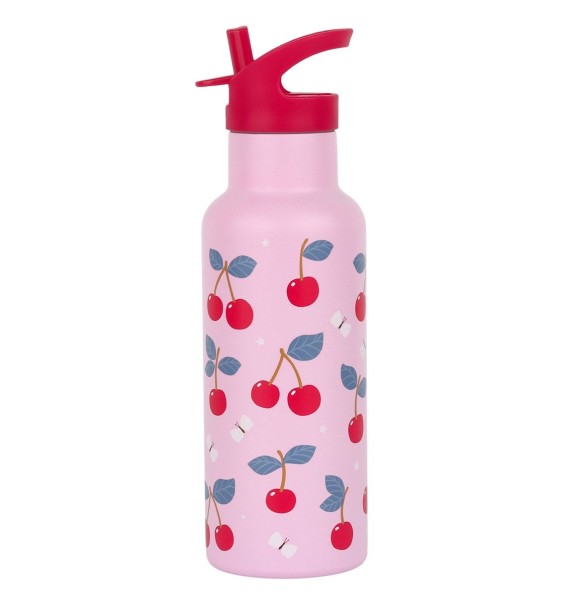 Trinkflasche 500 ml - Edelstahl / Kirschen
