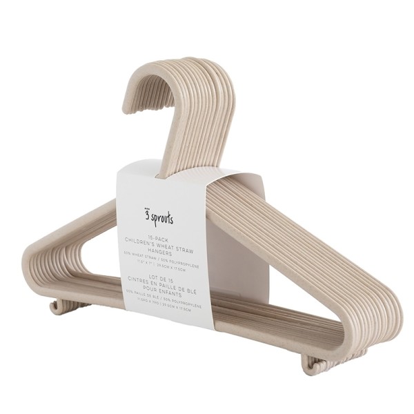 Kinderkleiderbügel / Weizenstroh / 15er Set / Beige