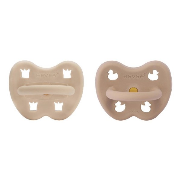 Schnuller 2er-Pack - Naturkautschuk / Sandy Nude + Tan Beige / kiefergerecht / Krone + Ente (ab 3 Mon.)